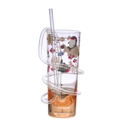 Royalford RF6167 Royalford Transparent Acrylic Glass With Straw Drinking Tube Straw Resistant Glass Clear Juice Cup