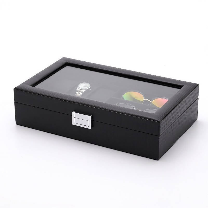 Watch & Sunglasses Organizer Box WOB-02 | watch storage | box | jewelry box | timepiece storage | luxury accessories | organizational products | elegant design | secure lock | Halabh.com