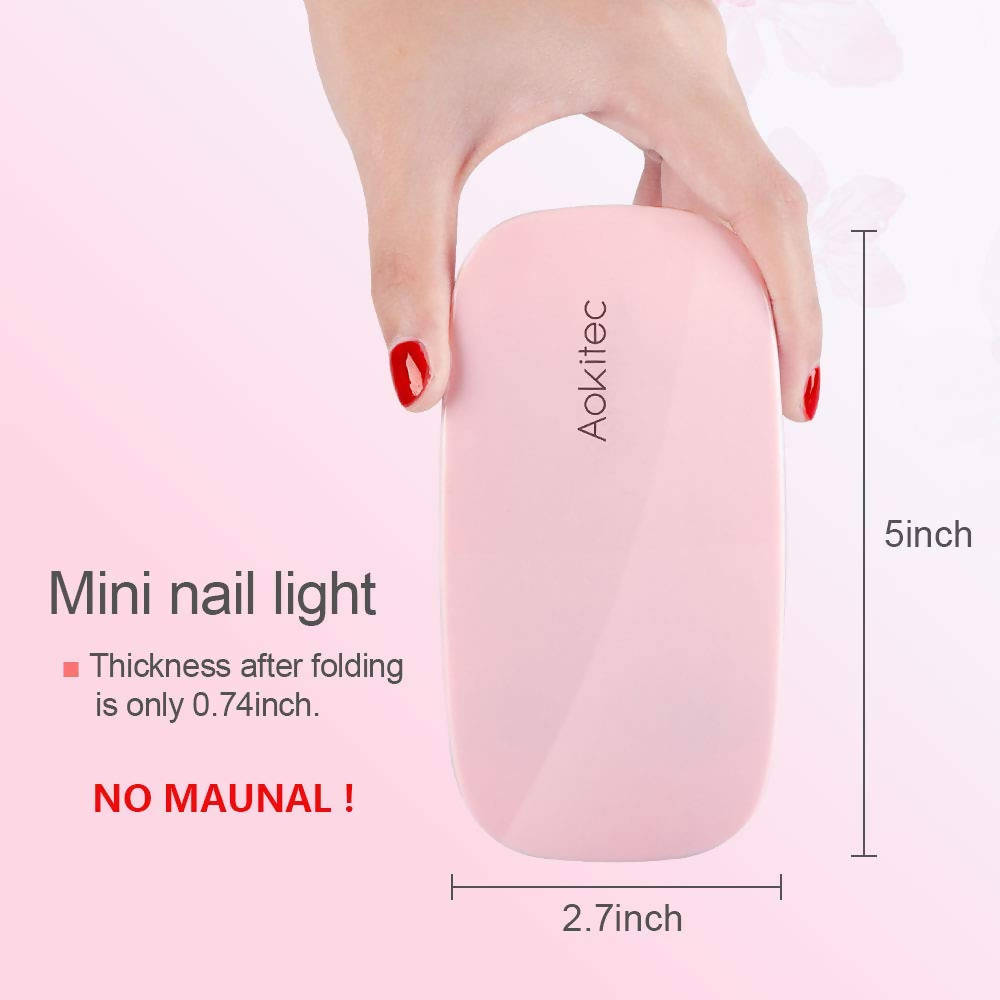 Aokitec UV LED Nail Lamp Portable USB Cable Pink