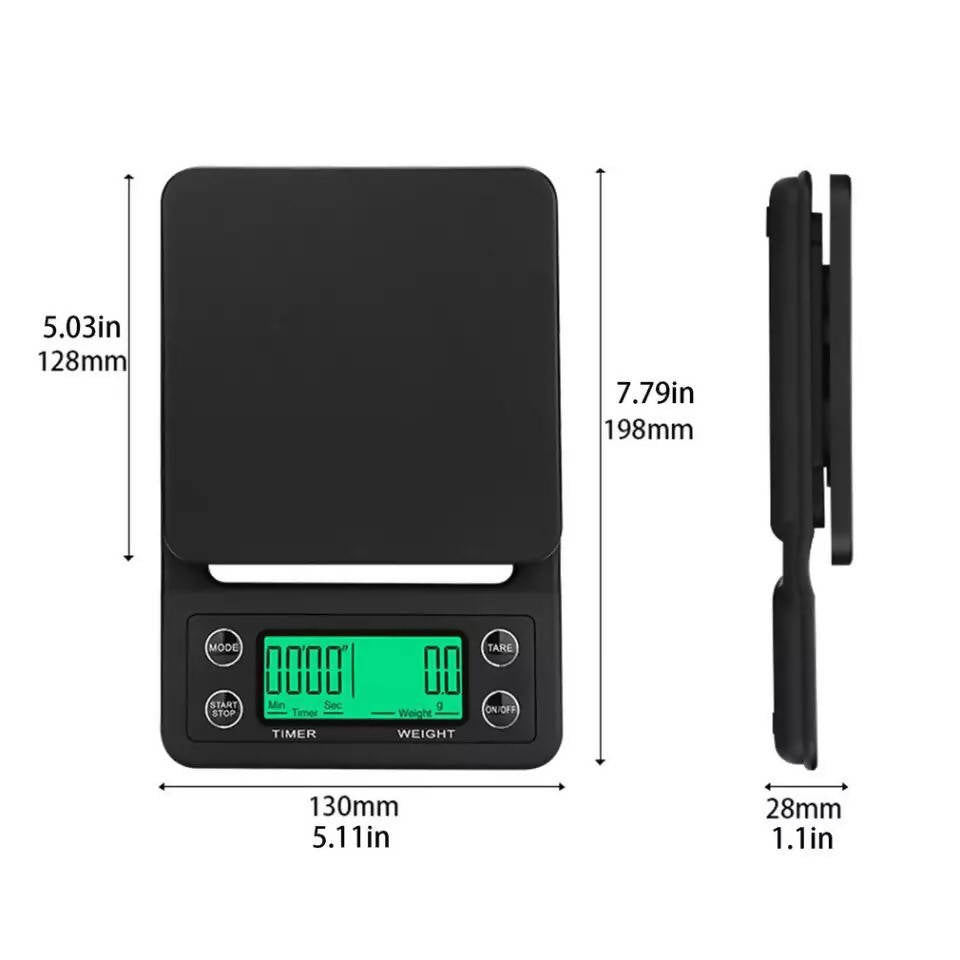 Alarm Clock Timing Coffee Scale Black ABS Plastic with Timer | Kitchen Appliance | Halabh.com