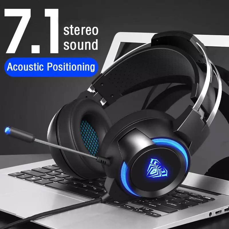 AULA 7.1 LED Light Gaming Headset with Mic Microphone Computer PS4 4D Surround Sound HIFI Stereo PC Wired Headphones Gamer USB