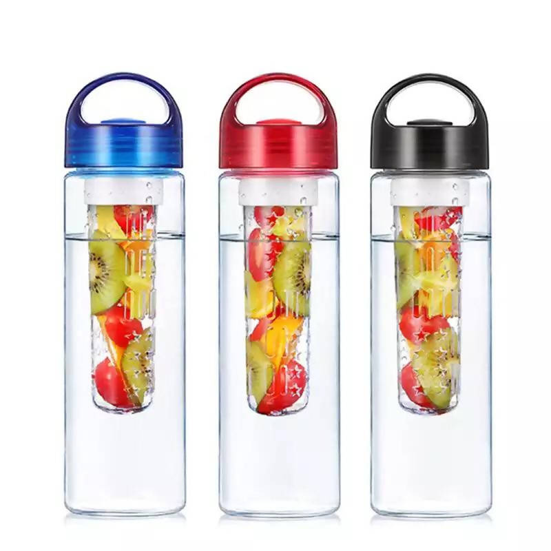 750ml Plastic Water Bottle Portable Fruit Leakproof Drinking Cup for Travel Sports