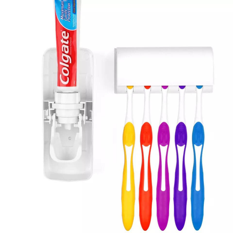 Squeezer 5 Compartment Toothbrush Holder Set