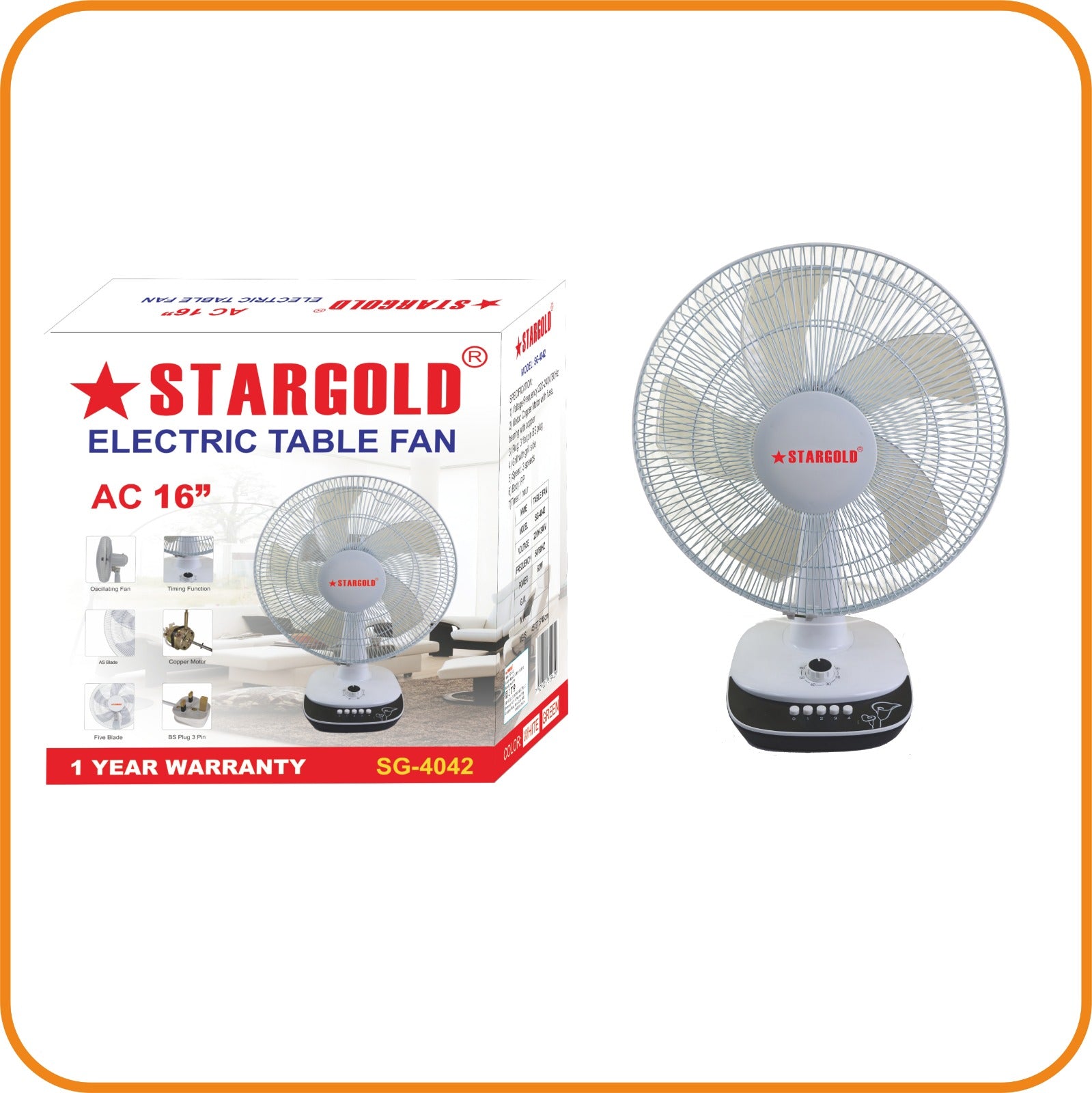 StarGold Electric Table Fan AC 16