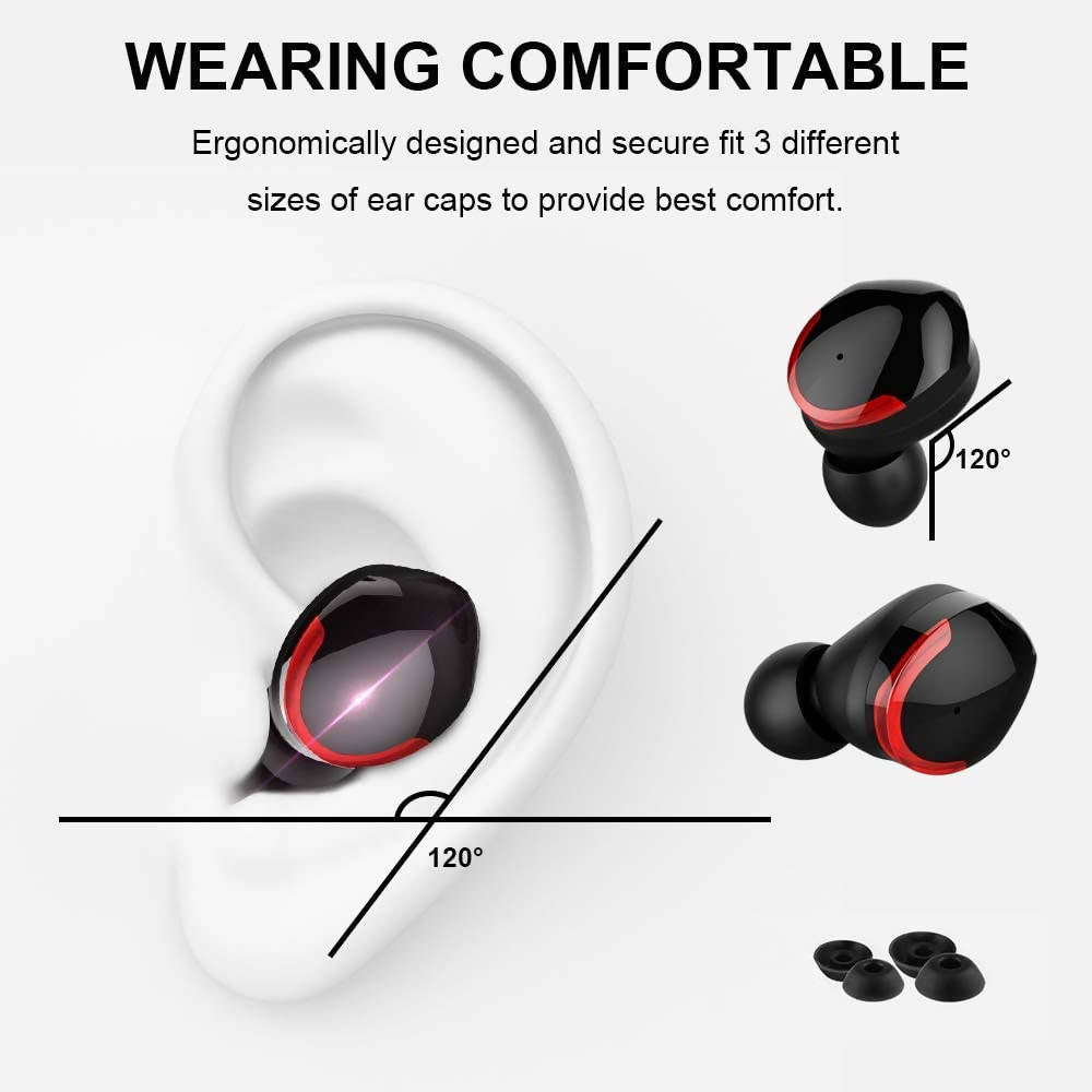 Kuulee R10 TWS Bluetooth 5.0 Earbuds Wireless In-Ear 4D Bass Stereo Sound Black