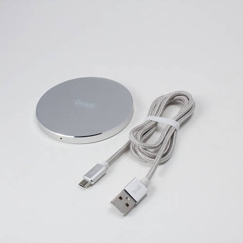 Budi Wireless Fast Charging Pad Silver