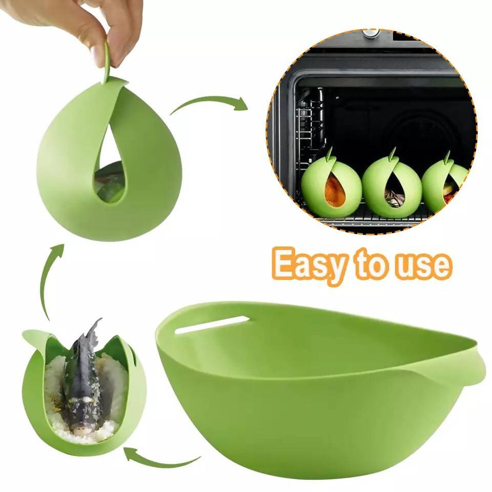 All-purpose Foldable Silicone Cooking Pocket Silicone Bread Baking Bowl Multi Microwave Oven Fish Steam Bowl Kitchen Tool