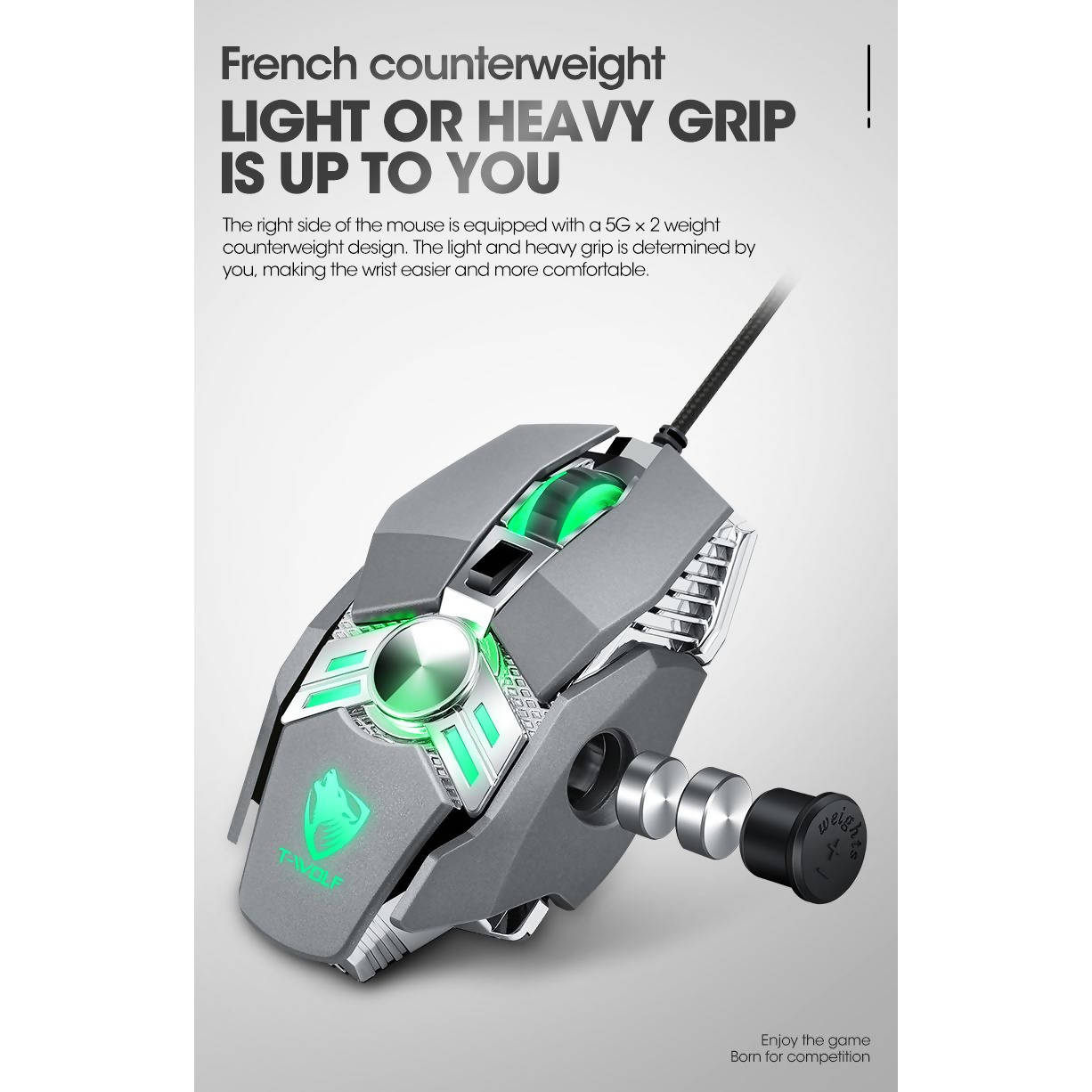 Shop T-WOLF V10 Warrior Sliver RGB Gaming Mouse | Wireless Mouse