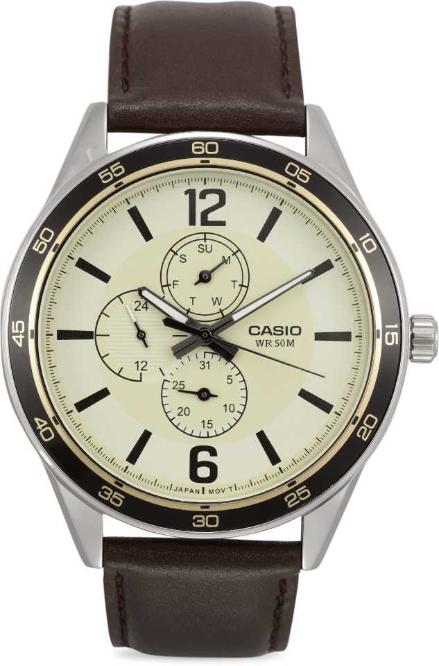 Casio Enticer Men's Watch MTP-E319L-9BVDF | Leather Band | Water-Resistant | Quartz Movement | Classic Style | Fashionable | Durable | Affordable | Halabh.com