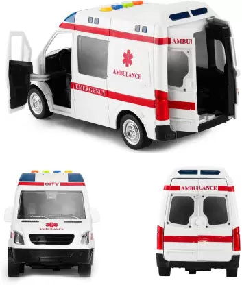 Rescue Friction Ambulance Set for Kids - White