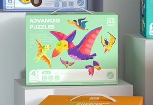 Dinosaur Puzzle Box For Children 3.5+ In a Cardboa