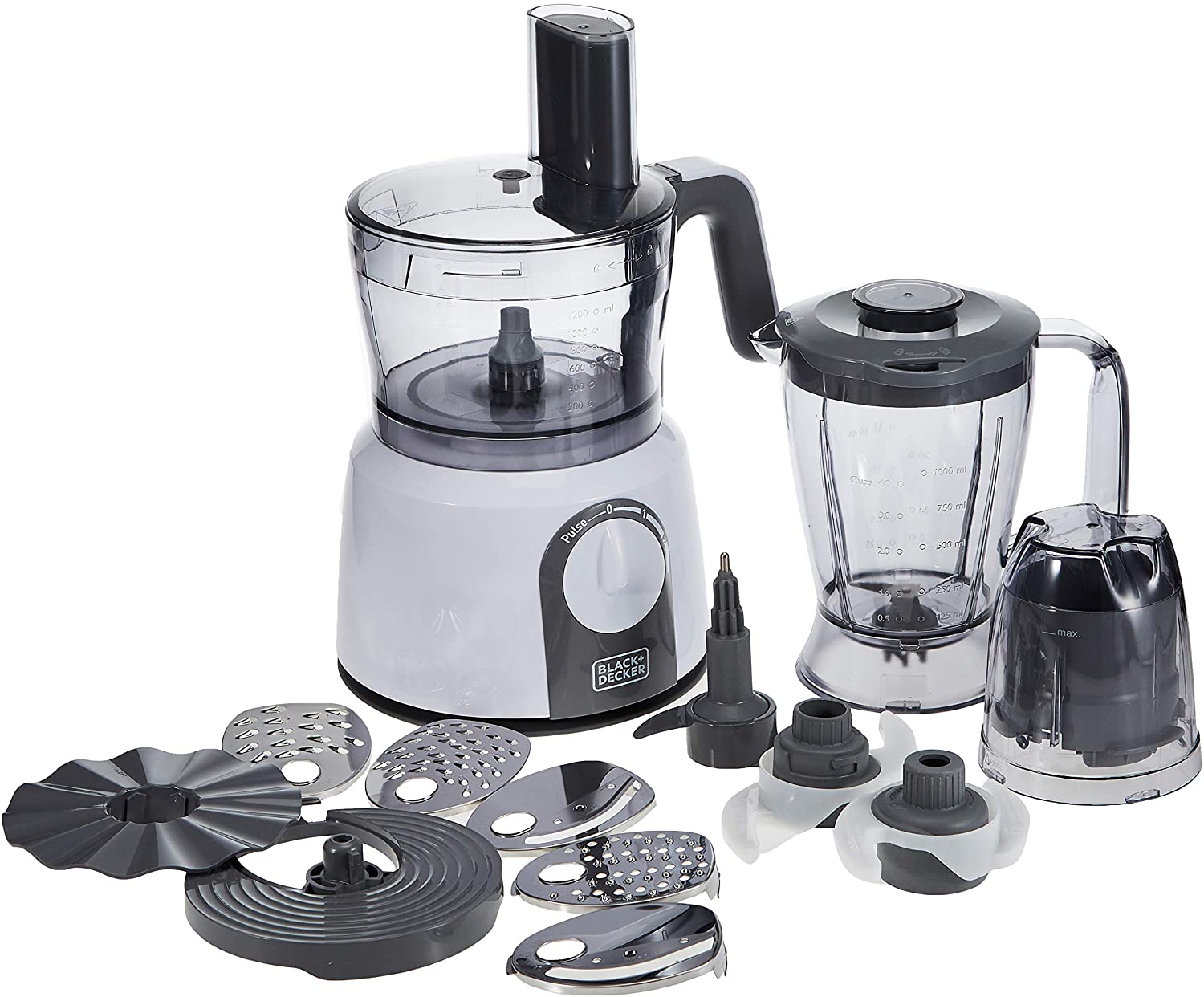 Black & Decker 1000W 32 Functions 5 in 1 Food Processor White & Grey | Kitchen Appliance | Halabh.com