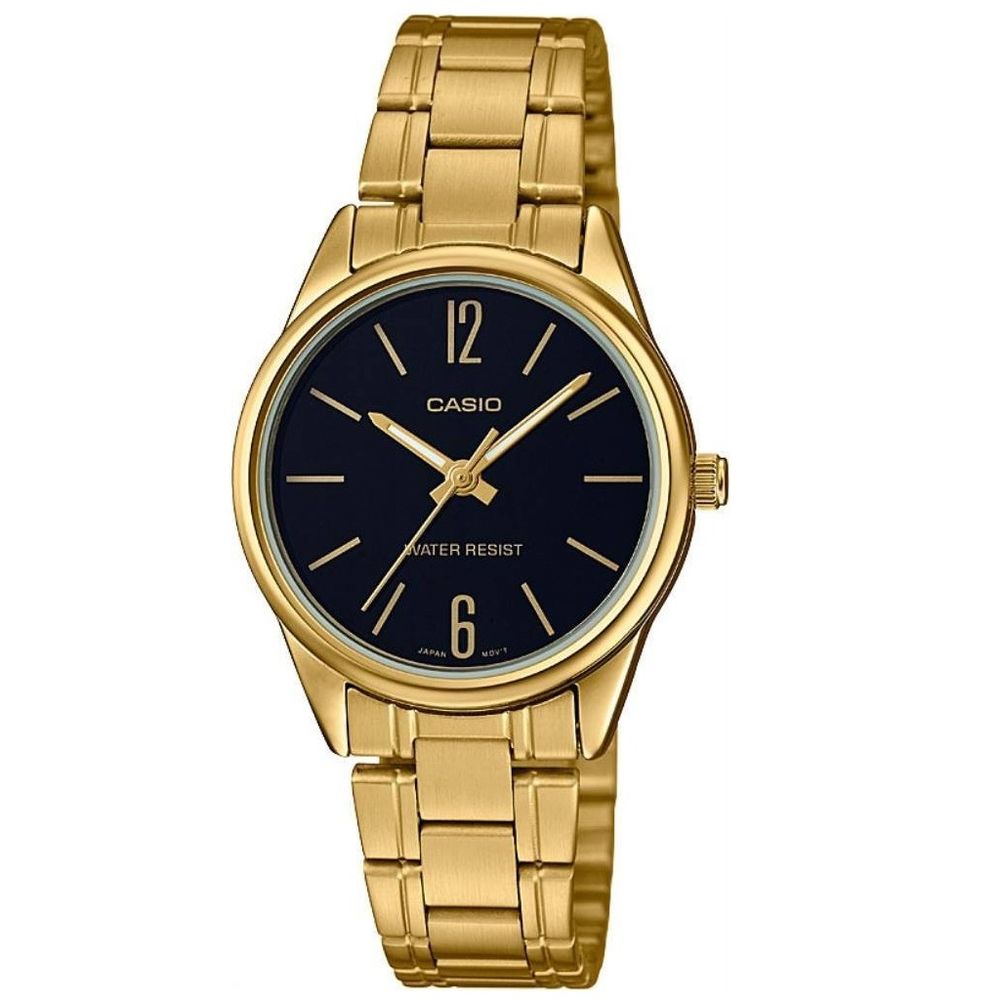 Casio Golden Female Watch LTP-V005G-1BUDF | Stainless Steel | Mesh Strap | Water-Resistant | Minimal | Quartz Movement | Lifestyle | Business | Scratch-resistant | Fashionable | Halabh.com