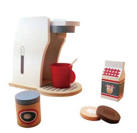 Ootdty Children's Wooden Pretend Toy Set Coffee Machine