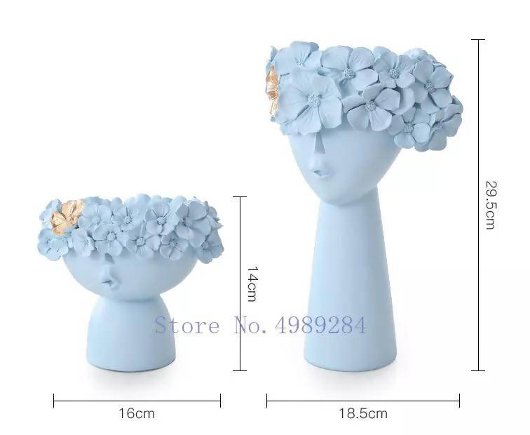 Decorative Figue Head Shape Vase 2Pcs