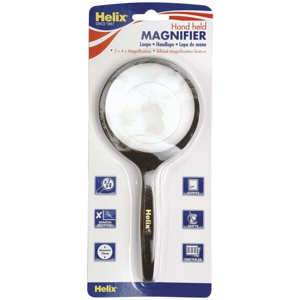 Helix  Handheld Magnifying Glass 75MM Black