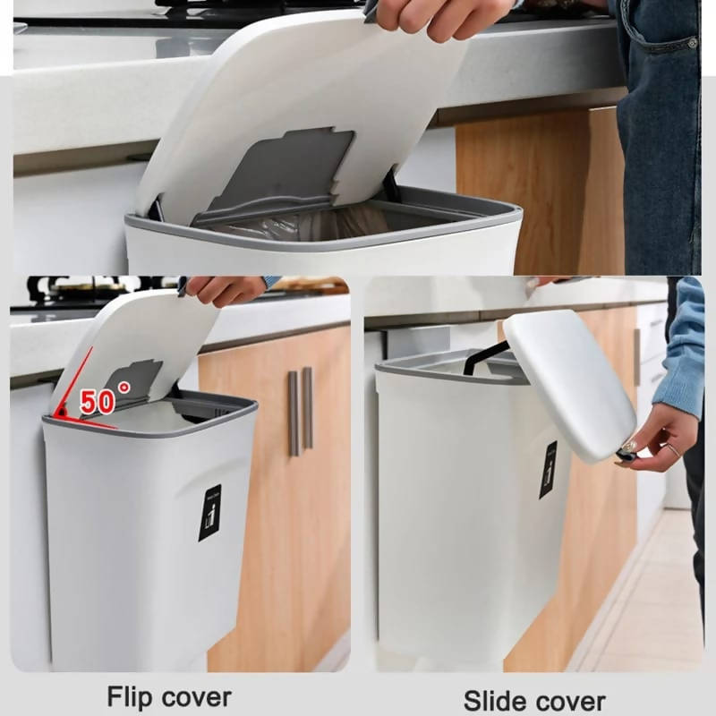 Creative Kitchen Trash Can Slide Cover Cabinet Trash Can Toilet Trash Can Organizer Bucket Rubbish Bin