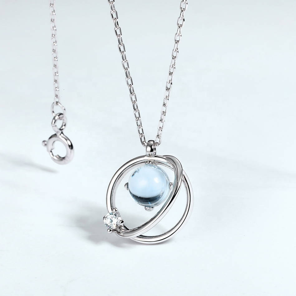 925 Sterling Silver Necklace with Topaz Stone