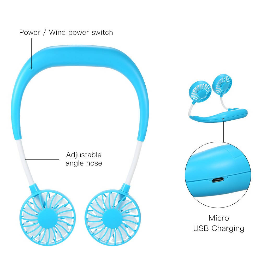 Portable Wearable Fan For Travelling Outdoor Sports Cool Fan Powerful Rechargeable