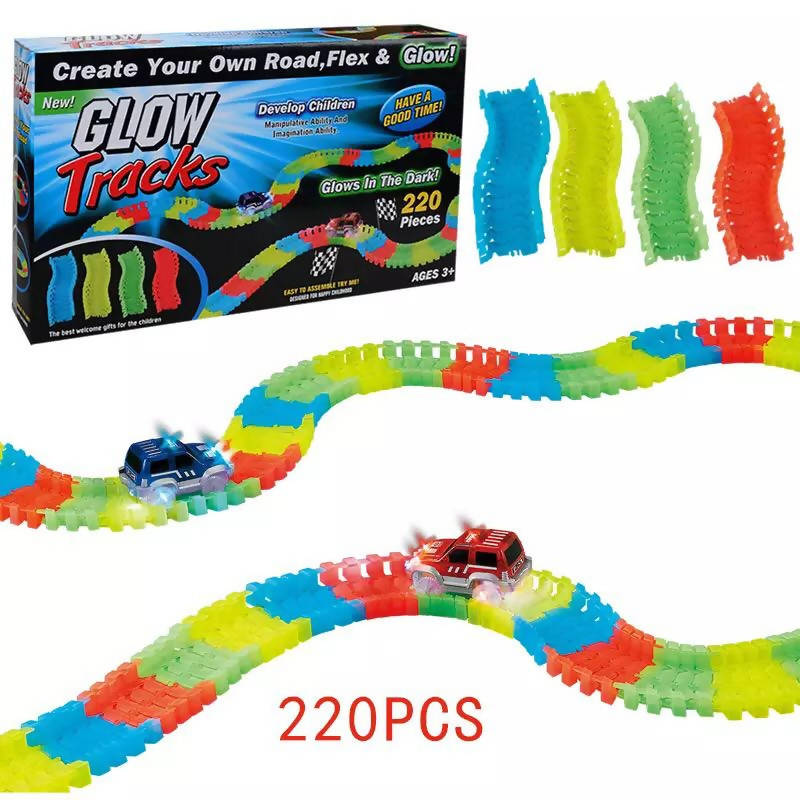 220 Pieces DIY Race glow Tracks, Flexible Bendable Dark Glow
