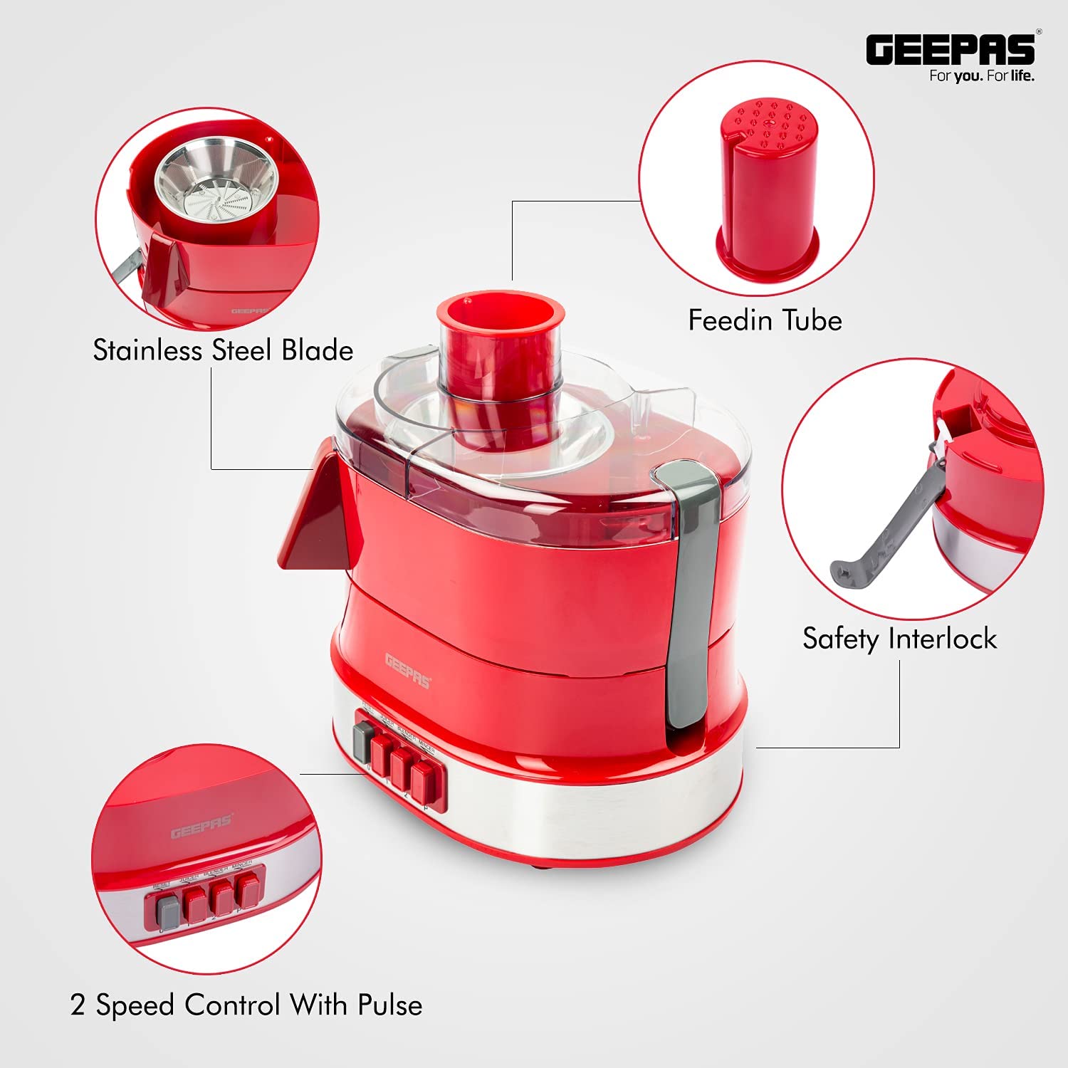Geepas 4 In 1 Food Processor Multi Color 1.5 Liter Capacity