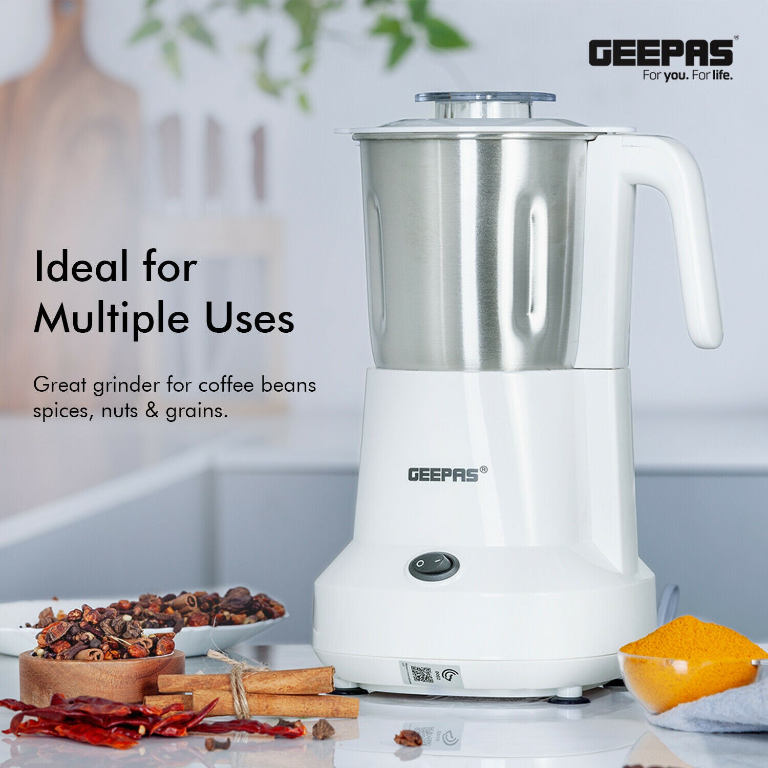 Geepas Electric Coffee Grinder Machine Milling Bean Nut Masala Spice Grinding