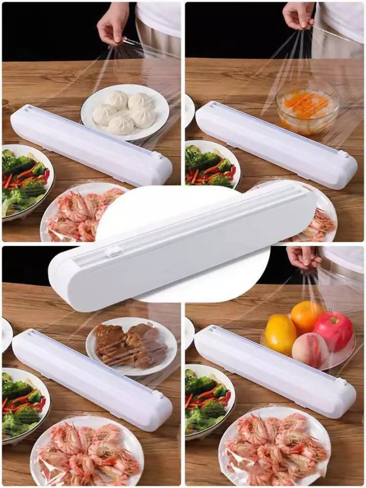 Household Cling Film Cutter Suction Cup Wall Hanging Kitchen Supplies Artifact Cling Paper Foil Divider Cutting Box