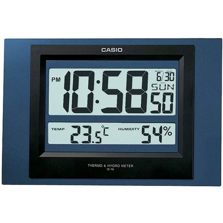 Casio ID-16S-2DF Blue digital wall clock | Modern wall clock | Digital clock with alarm | Compact wall clock | Sleek wall clock | Casio clock for modern homes | Wall clock with date display | Stylish digital wall clock | Halabh
