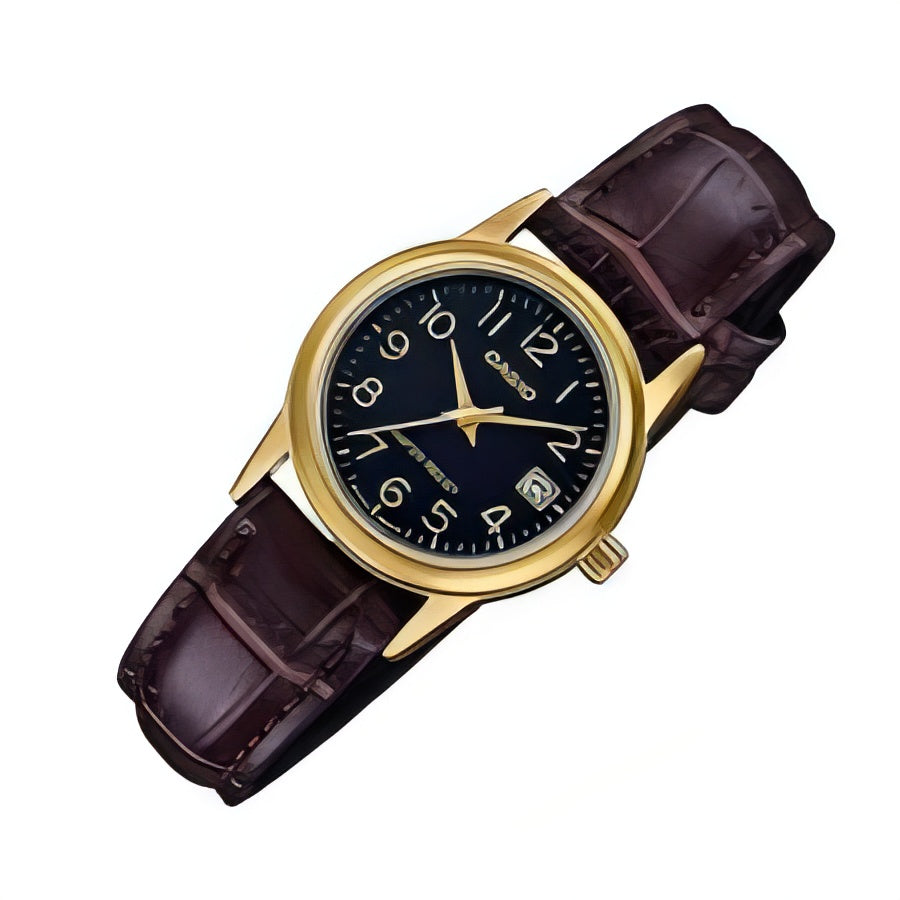 Casio Original Ladies Watch LTP-V002GL-1BUD | Leather Band | Water-Resistant | Quartz Movement | Classic Style | Fashionable | Durable | Affordable | Halabh.com