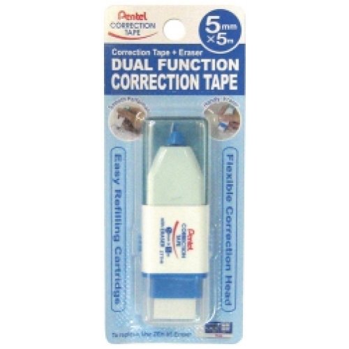 Correction Tape 5mm x 5m And Pencil Eraser Pentel Dual Blister Card XZTTH5W