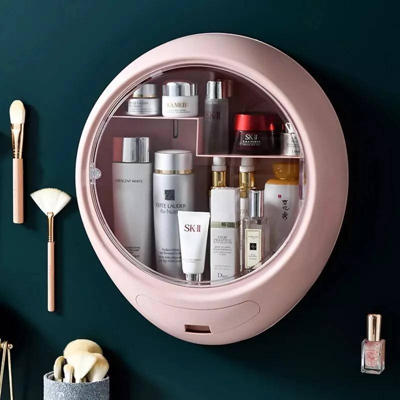 NEW Bathroom Wall-mounted Makeup Organizer Punch-free Large Capacity Jewelry Cosmetic Storage Box Women Skin Care Beauty Rack
