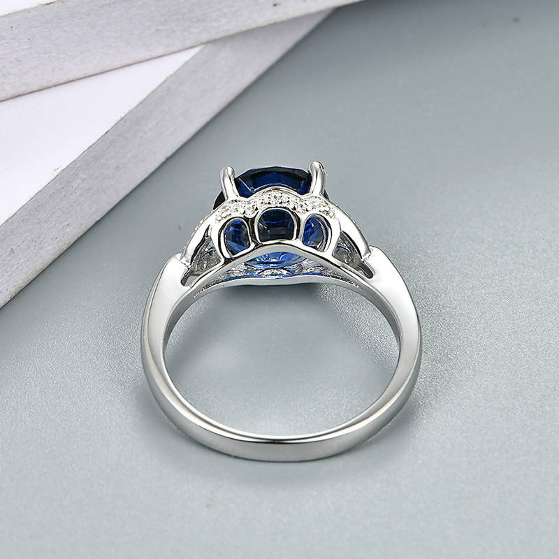 925 Sterling Silver Ring with Lab Manufactured Blue Sapphire Stone