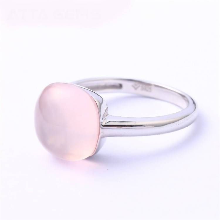 925 Sterling Silver Ring with Rose Quartz Stone