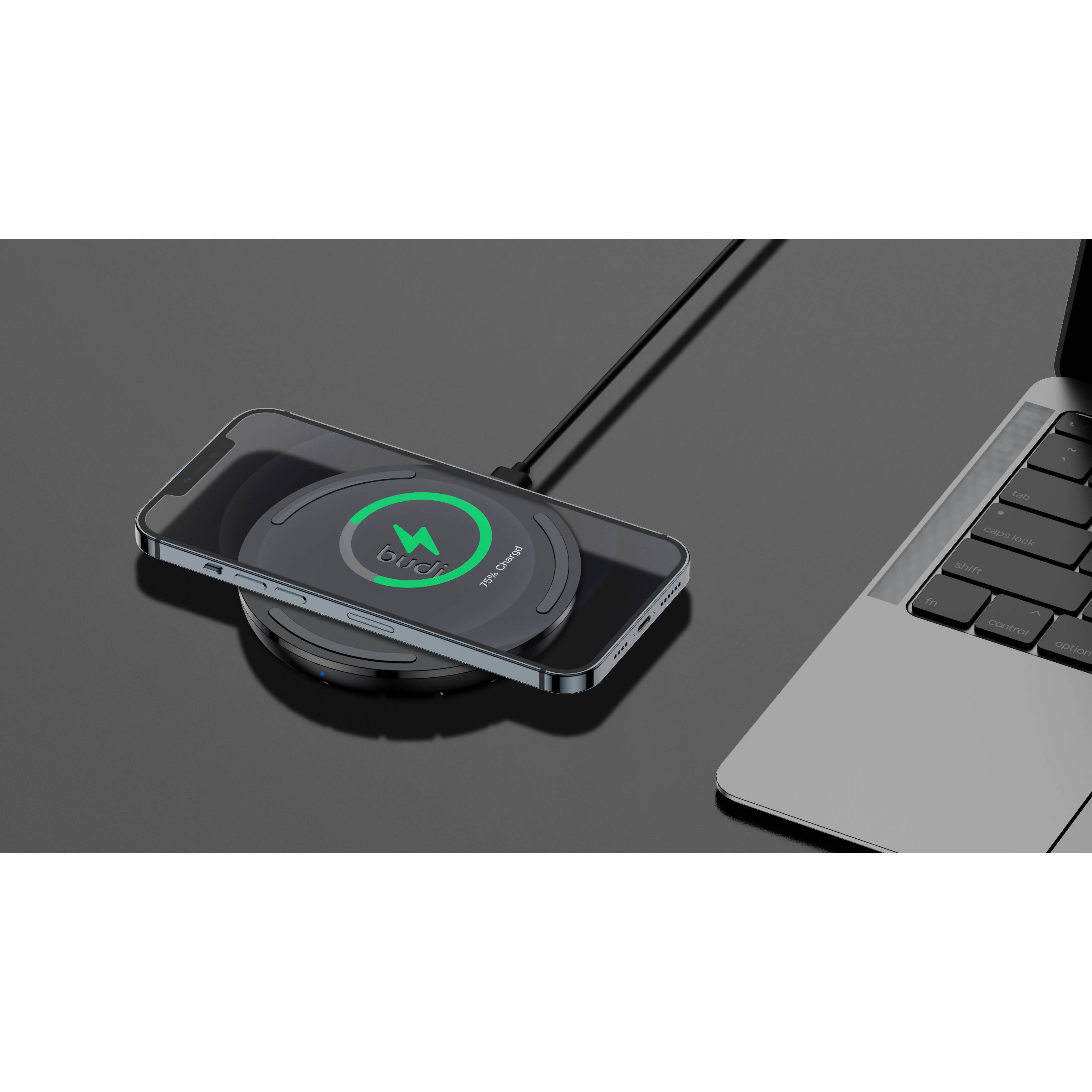 Budi Wl3600b 15W Wireless Fast Mobile Charging Pad Black