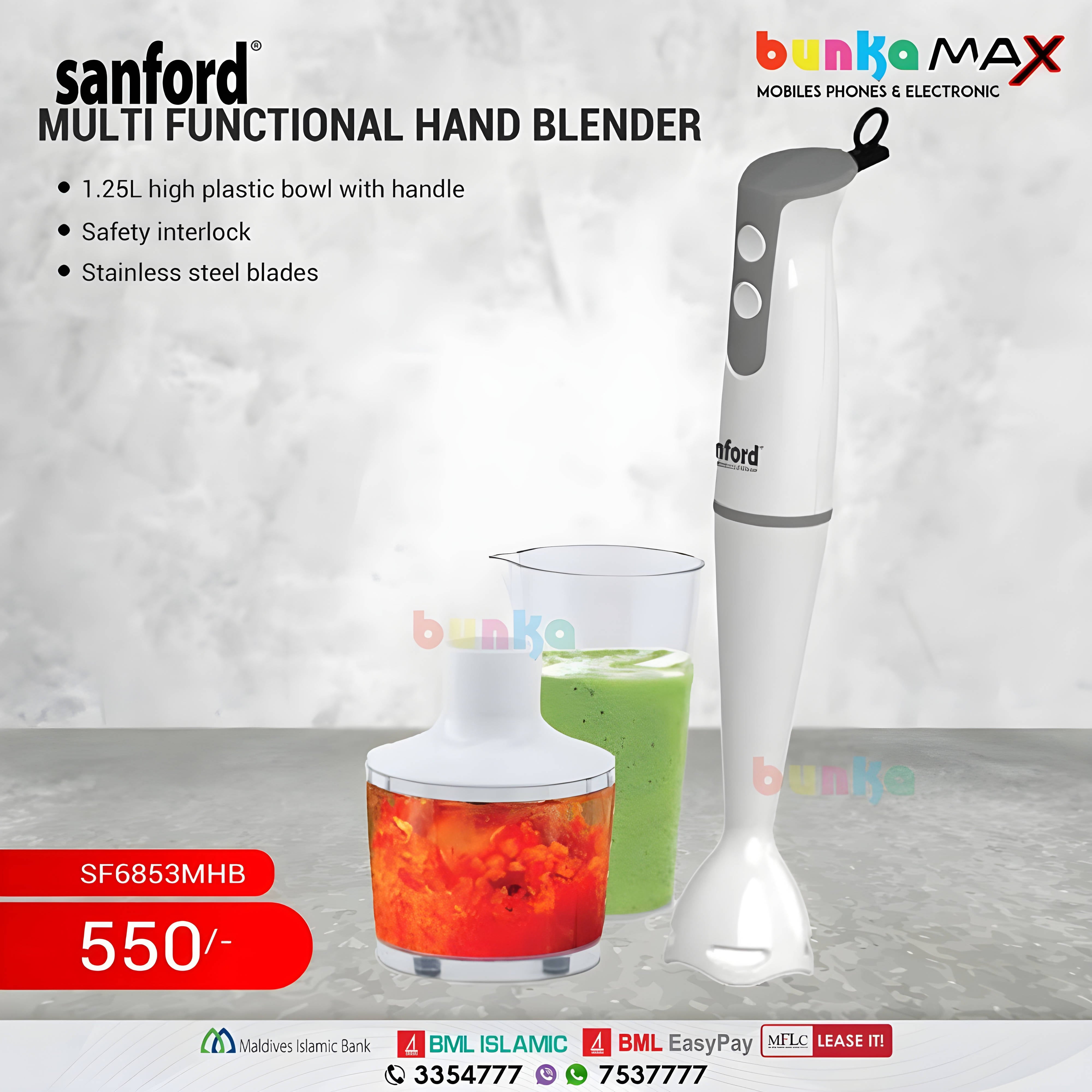 Sanford 3 In 1 Multi Functional Hand Blender 400 Watts White
