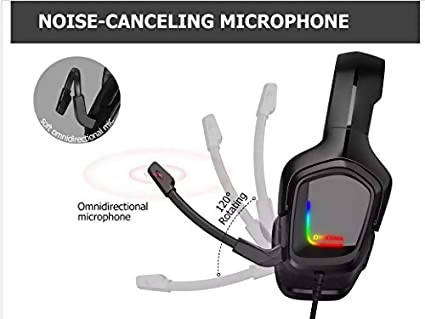 Onikuma K20 Camo Grey Gaming Headset with Surround Sound PS4 Headphones with Mic Works with Xbox One PC,RGB Lightweight Soft Earmuffs & Volume Control