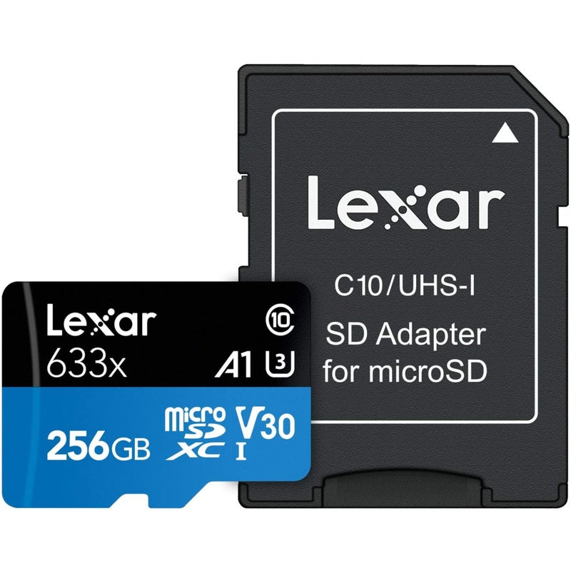 Lexar High Performance 256GB Micro SD 100MBs Memory Card With Adapter