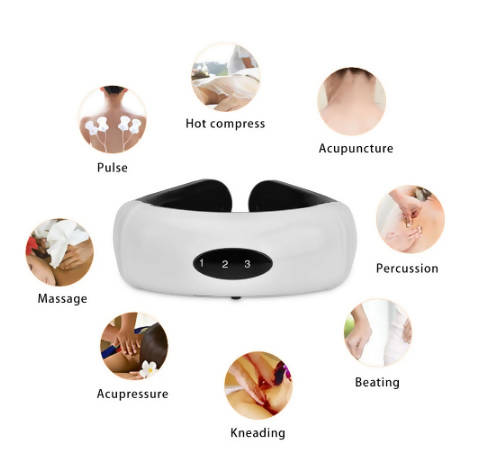 Electric Neck Pulse Massager Infrared Heating Cervical Vibrator Back Shoulder Acupuncture Scraping Massager Health Care Relaxing