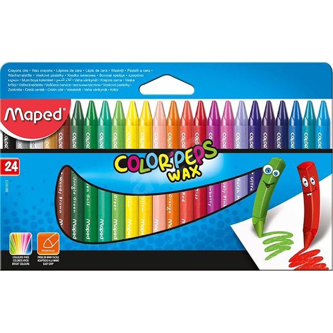 Maped Box 24 Colorpeps Triangular Wax Crayons