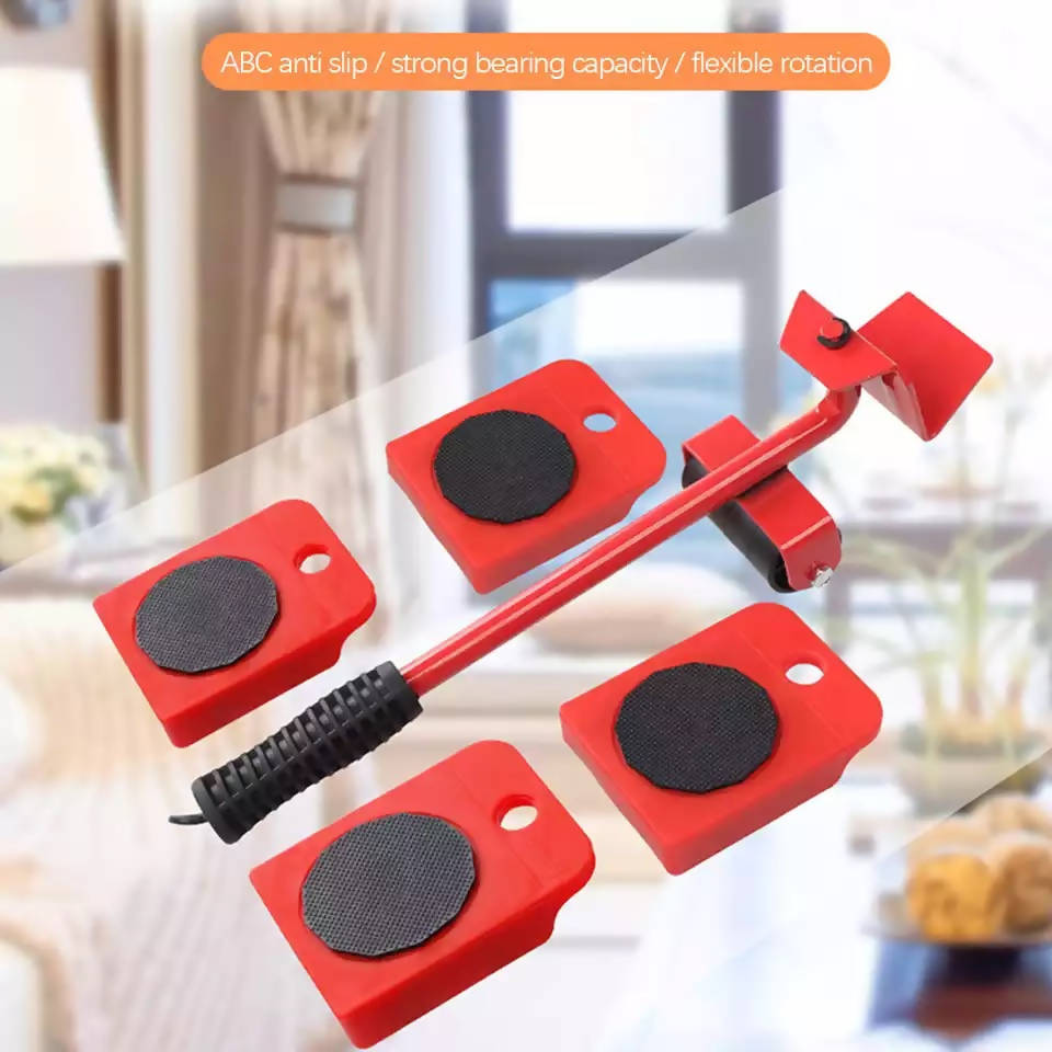 5Pcs/SetFurniture Mover Set Furniture Mover Tool Transport Lifter Heavy Stuffs Moving Wheel Roller Bar Hand Tools Dropshipping