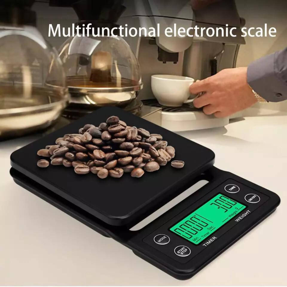 Alarm Clock Timing Coffee Scale Black ABS Plastic with Timer | Kitchen Appliance | Halabh.com
