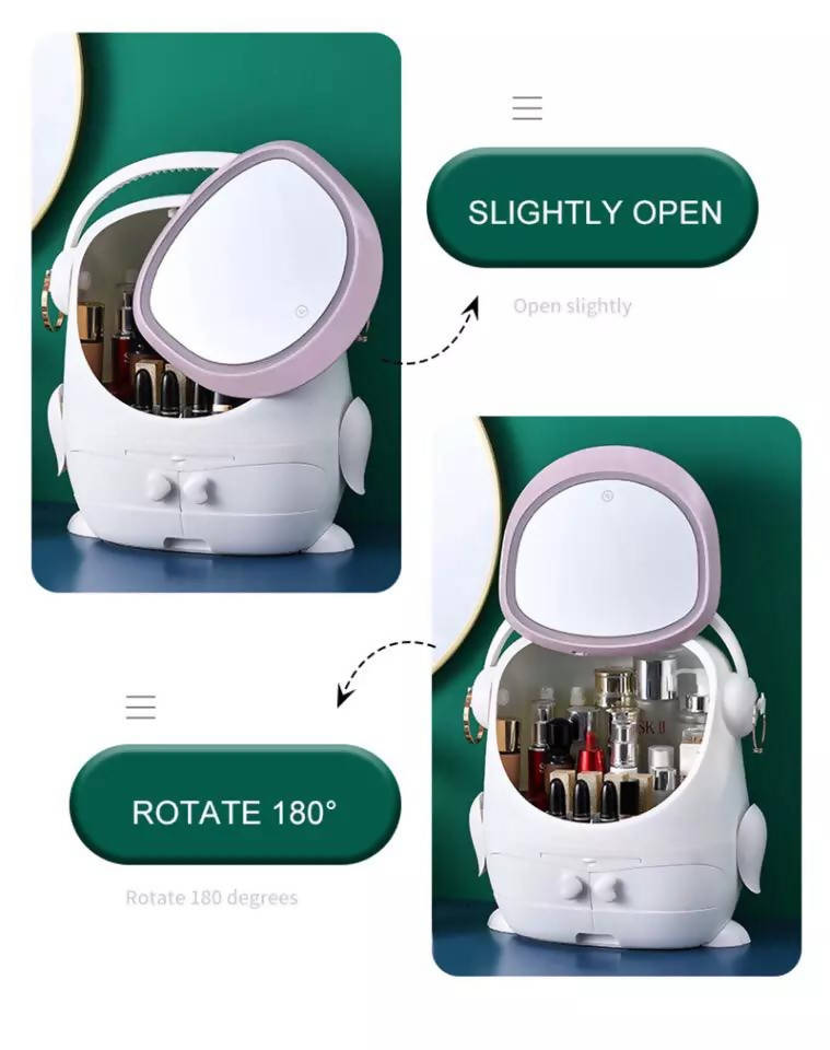 New Organizer For Cosmetics With Mirror LED Light Desktop Jewelry Cosmetic Storage Box