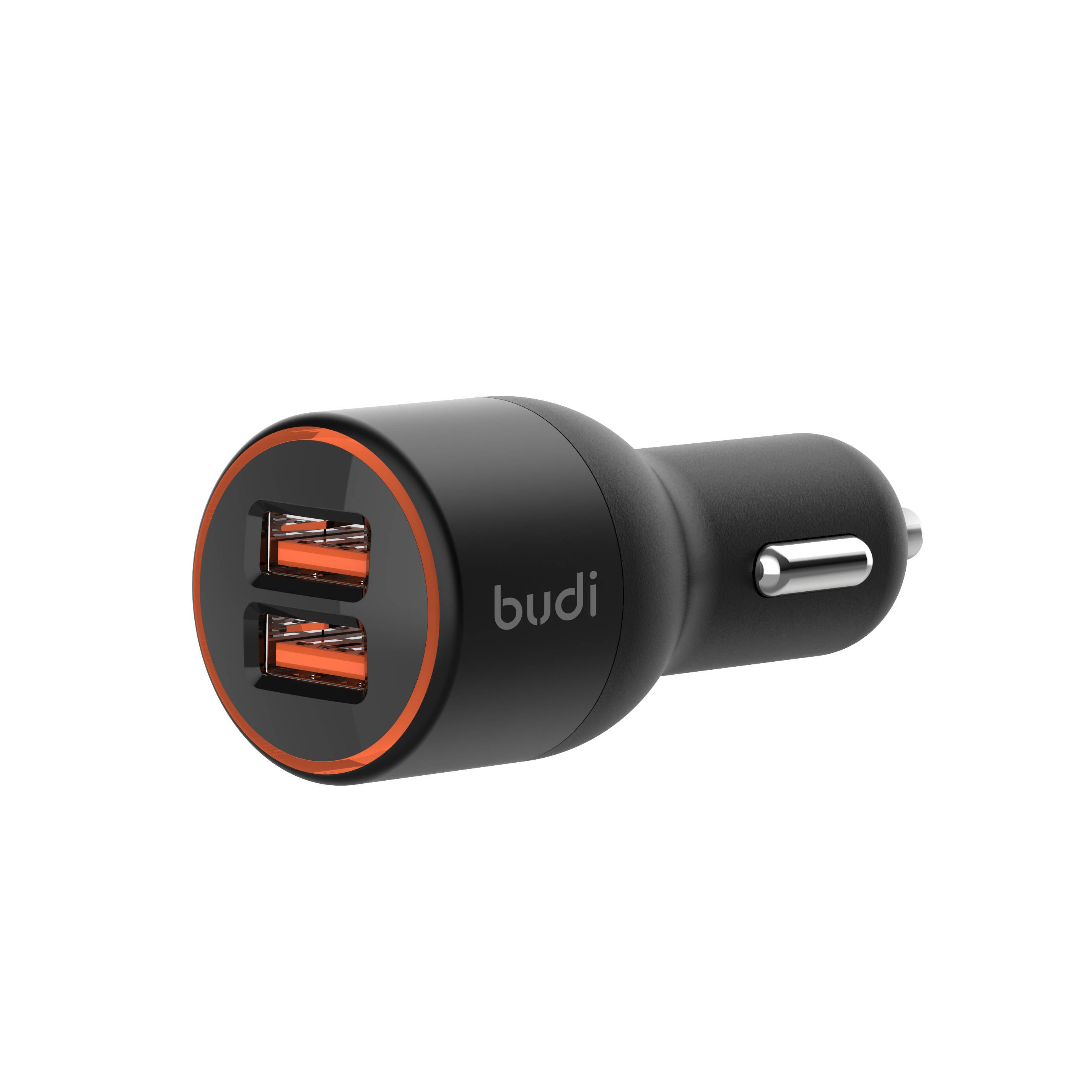 Budi 2 USB Ports 36W Dual USB Quick Car Charge 3.0 Car Charger Black