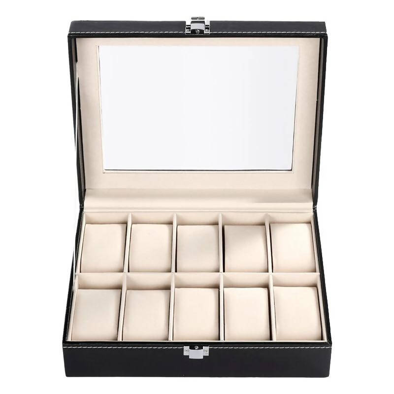Fashion 10 Grid Watch Box HL10033 | watch storage | box | jewelry box | timepiece storage | luxury accessories | organizational products | elegant design | secure lock | Halabh.com