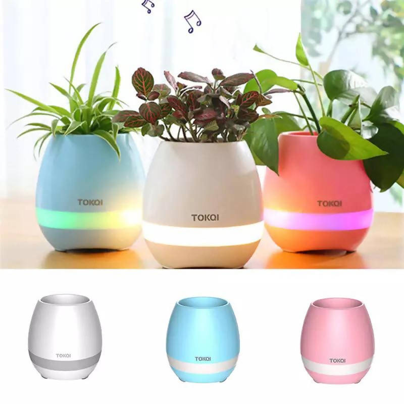 Waterproof Music Bonsai Flower Pot Wireless Bluetooth Speaker Night Light Lamp Music Bluetooth Speaker for Mobile Phone