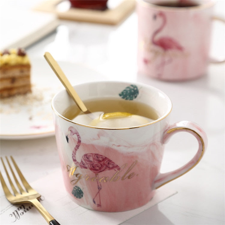 Gold Inlay Marble Mug Lover Coffee Mug Romantic Porcelain Tea Mug