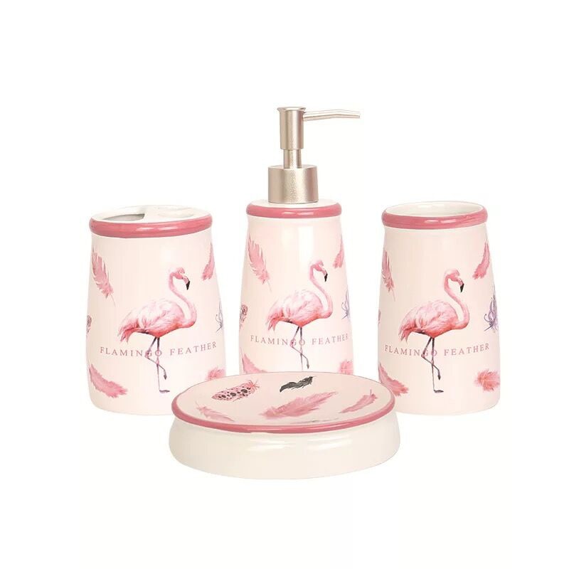 Flamingo 4Pcs/ Bathroom Set Suit Set Bathing Accessories Goods