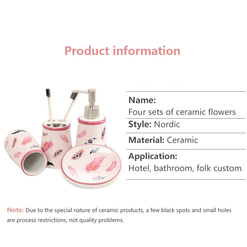 Flamingo 4Pcs/ Bathroom Set Suit Set Bathing Accessories Goods