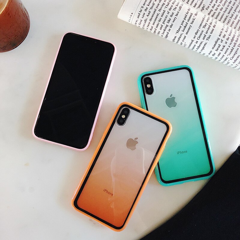 Dual Rainbow Gradient Clear Acrylic Case for iPhone 11 Pro XS Max XR iPhone 8 7 6 6S Plus