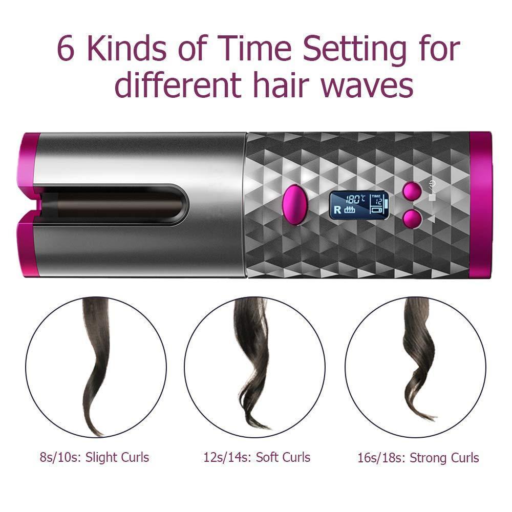 Automatic Hair Curler Wireless Temperature Display Hair Curling Iron Wand Roller USB Charging